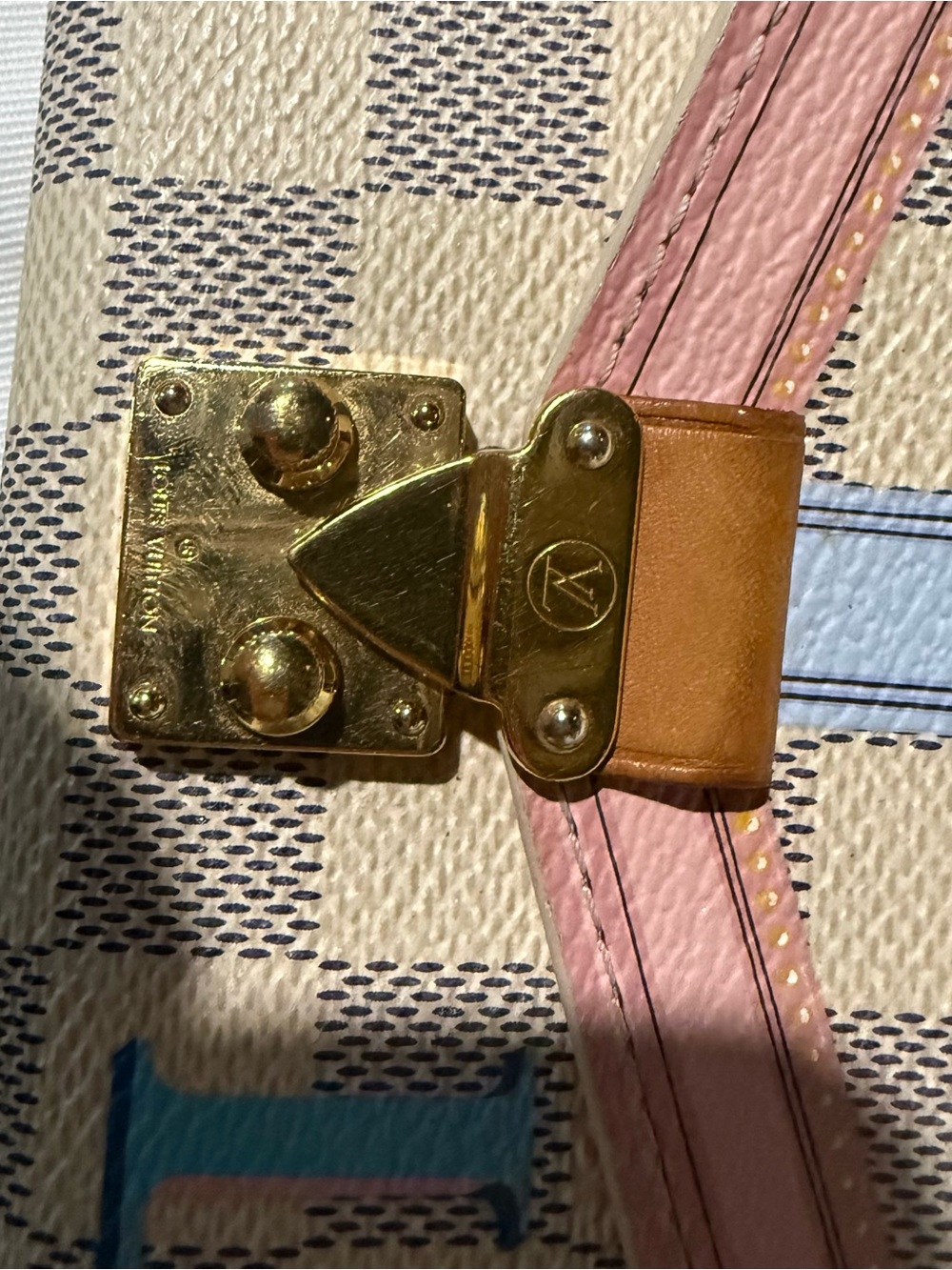 Louis Vuitton Damier Azur Trunk-Print Continental Wallet in Pastel Blue & Pink - Picture 2 of 7